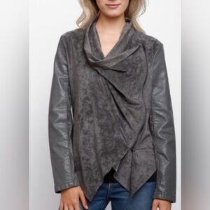 BlankNYC Medium Charcoal Faux Suede Moto Jacket